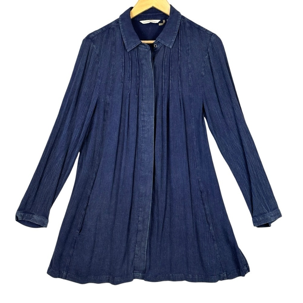 Soft Surroundings Shirt Women's S Blue Long Sleeve Pilgrim Peasant Dress Top